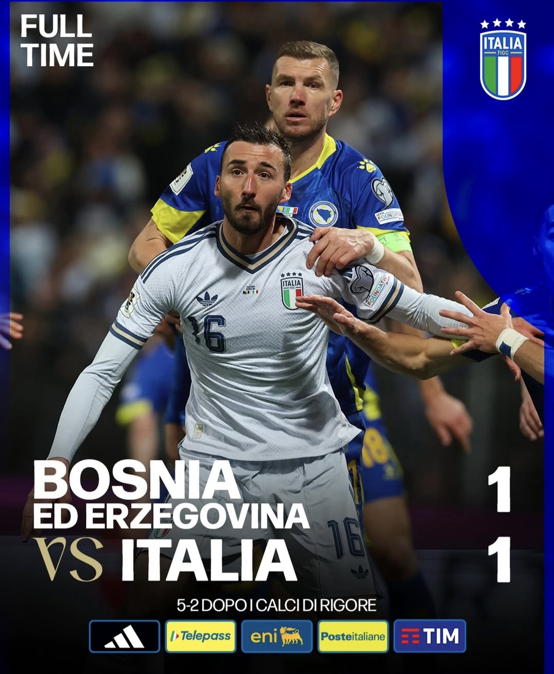 Sport, Calcio: Italia, il fallimento è totale: la Bosnia-Erzegovina condanna gli azzurri alla terza esclusione consecutiva al Mondiale.