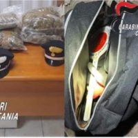 Cronaca, Giarre:I Carabinieri scoprono covo con 9 kg di marijuana e autovetture rubate. Trovati anche una paletta e un lampeggiante utilizzati per rapinare un autotrasportatore.